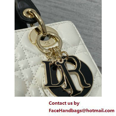 DIOR MEDIUM Lady Dior Bag IN Two-Tone white and black Cannage Lambskin 2025