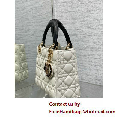 DIOR MEDIUM Lady Dior Bag IN Two-Tone white and black Cannage Lambskin 2025