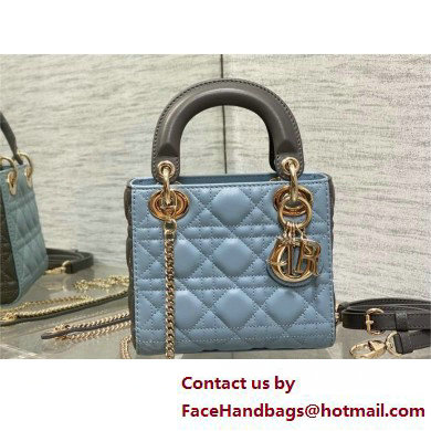 DIOR Mini Lady Dior Bag IN Two-Tone GRAY AND BLUE Cannage Lambskin 2025