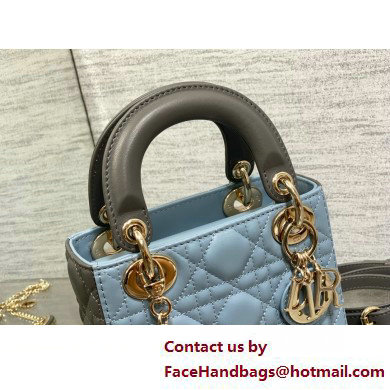 DIOR Mini Lady Dior Bag IN Two-Tone GRAY AND BLUE Cannage Lambskin 2025