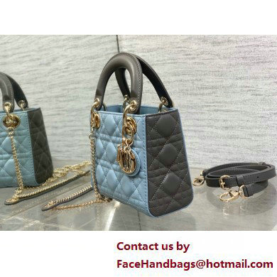 DIOR Mini Lady Dior Bag IN Two-Tone GRAY AND BLUE Cannage Lambskin 2025