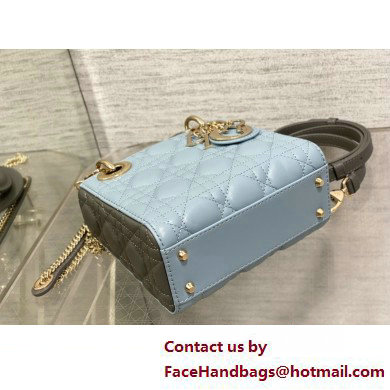 DIOR Mini Lady Dior Bag IN Two-Tone GRAY AND BLUE Cannage Lambskin 2025