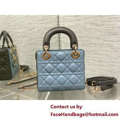 DIOR Mini Lady Dior Bag IN Two-Tone GRAY AND BLUE Cannage Lambskin 2025