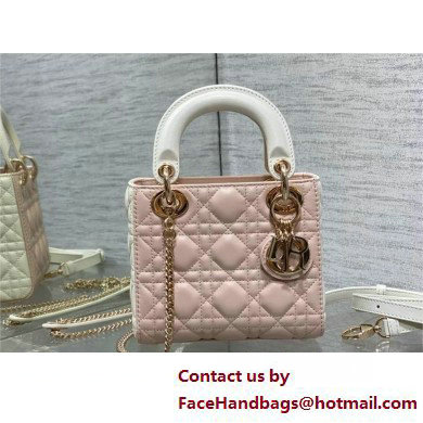 DIOR Mini Lady Dior Bag IN Two-Tone Latte and Powder Pink Cannage Lambskin 2025