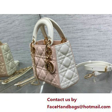 DIOR Mini Lady Dior Bag IN Two-Tone Latte and Powder Pink Cannage Lambskin 2025