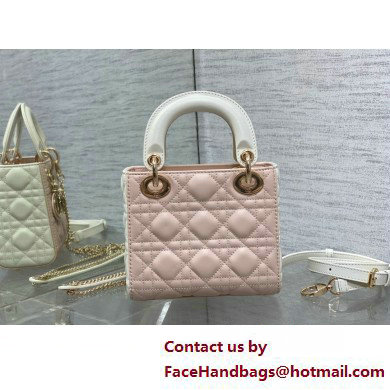 DIOR Mini Lady Dior Bag IN Two-Tone Latte and Powder Pink Cannage Lambskin 2025