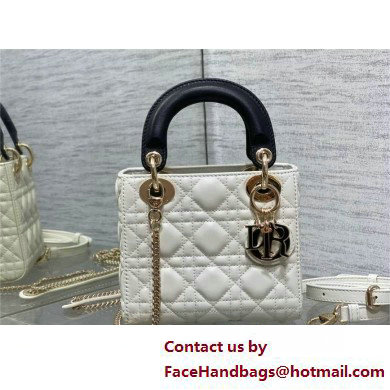 DIOR Mini Lady Dior Bag IN Two-Tone WHITE AND BLACK Cannage Lambskin 2025