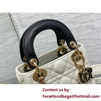 DIOR Mini Lady Dior Bag IN Two-Tone WHITE AND BLACK Cannage Lambskin 2025