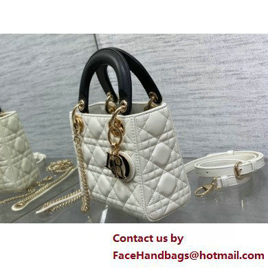 DIOR Mini Lady Dior Bag IN Two-Tone WHITE AND BLACK Cannage Lambskin 2025