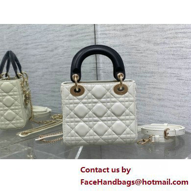 DIOR Mini Lady Dior Bag IN Two-Tone WHITE AND BLACK Cannage Lambskin 2025