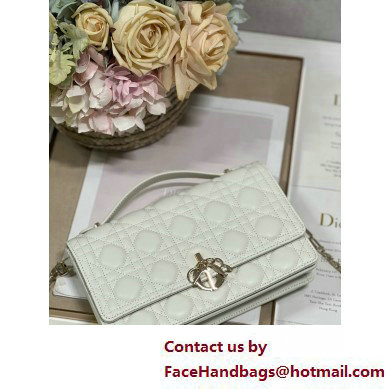 DIOR My Dior Top Handle Bag IN WHITE Cannage Lambskin 2025