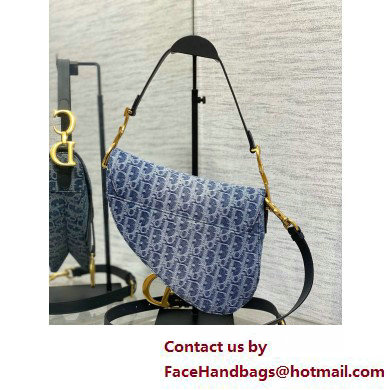 Dior Blue Denim Oblique Jacquard Saddle Bag with Strap 2025 - Click Image to Close