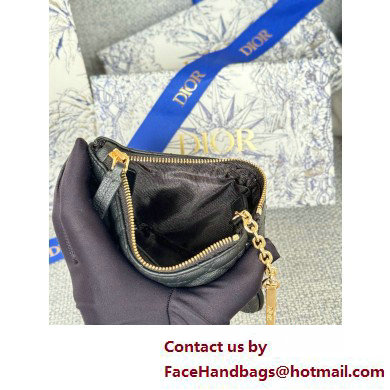 Dior Caro Myrte Zipped Key Case in Black Supple Cannage Calfskin 2025