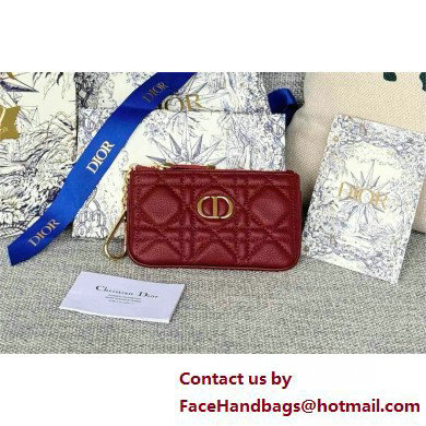 Dior Caro Myrte Zipped Key Case in burgundy Supple Cannage Calfskin 2025 - Click Image to Close