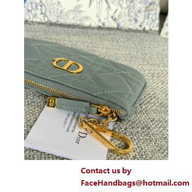 Dior Caro Myrte Zipped Key Case in cloud blue Supple Cannage Calfskin 2025