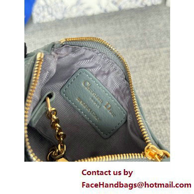 Dior Caro Myrte Zipped Key Case in cloud blue Supple Cannage Calfskin 2025