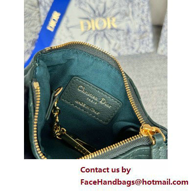 Dior Caro Myrte Zipped Key Case in dark green Supple Cannage Calfskin 2025