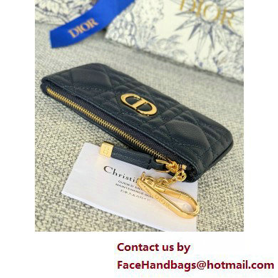 Dior Caro Myrte Zipped Key Case in gray Supple Cannage Calfskin 2025