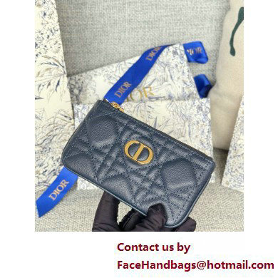 Dior Caro Myrte Zipped Key Case in gray Supple Cannage Calfskin 2025