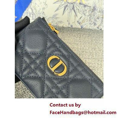 Dior Caro Myrte Zipped Key Case in gray Supple Cannage Calfskin 2025