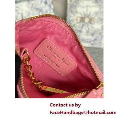 Dior Caro Myrte Zipped Key Case in pink Supple Cannage Calfskin 2025