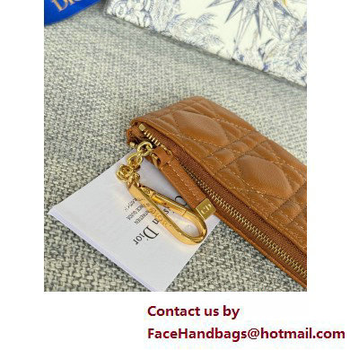 Dior Caro Myrte Zipped Key Case in tan Supple Cannage Calfskin 2025