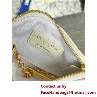 Dior Caro Myrte Zipped Key Case in white Supple Cannage Calfskin 2025