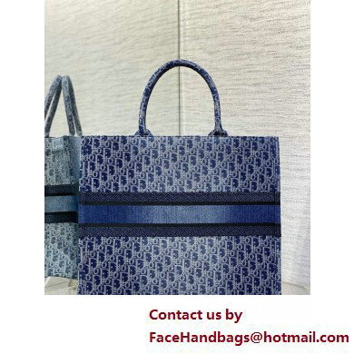 Dior LARGE Book Tote Bag in Blue Denim Dior Oblique Jacquard 2025