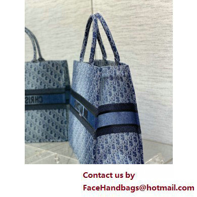 Dior LARGE Book Tote Bag in Blue Denim Dior Oblique Jacquard 2025