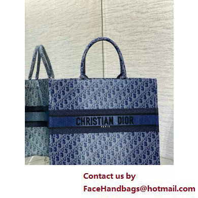 Dior LARGE Book Tote Bag in Blue Denim Dior Oblique Jacquard 2025