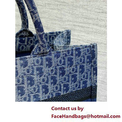 Dior MEDIUM Book Tote Bag in Blue Denim Dior Oblique Jacquard 2025