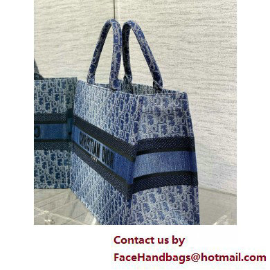 Dior MEDIUM Book Tote Bag in Blue Denim Dior Oblique Jacquard 2025