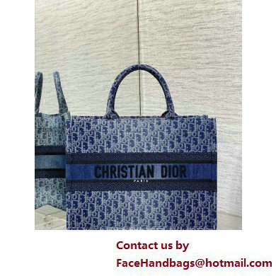 Dior MEDIUM Book Tote Bag in Blue Denim Dior Oblique Jacquard 2025