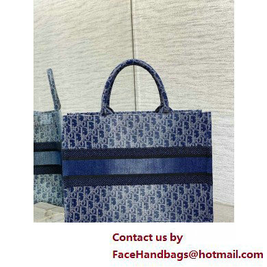 Dior MEDIUM Book Tote Bag in Blue Denim Dior Oblique Jacquard 2025