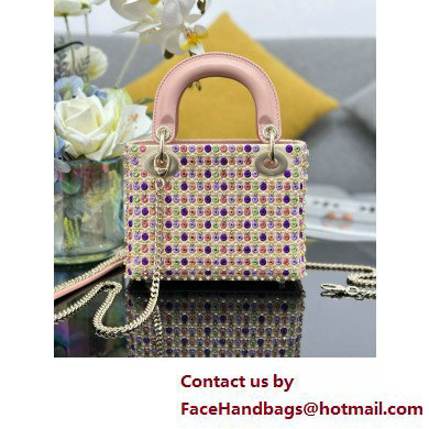 Dior Mini Lady Dior Bag Multicolor Satin Embroidered with Mirrors, Beads and Strass 2025