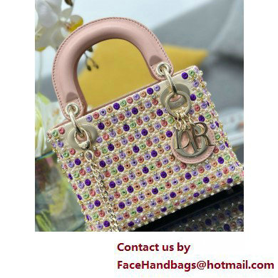 Dior Mini Lady Dior Bag Multicolor Satin Embroidered with Mirrors, Beads and Strass 2025