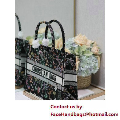 Dior medium Book Tote Bag in Black Multicolor Dior Herbarium Embroidery 2025 - Click Image to Close