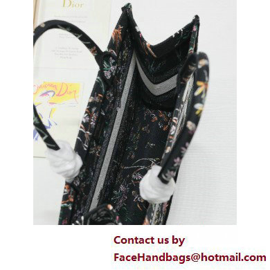 Dior medium Book Tote Bag in Black Multicolor Dior Herbarium Embroidery 2025