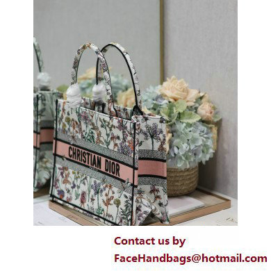 Dior medium Book Tote Bag in white Multicolor Dior Herbarium Embroidery 2025