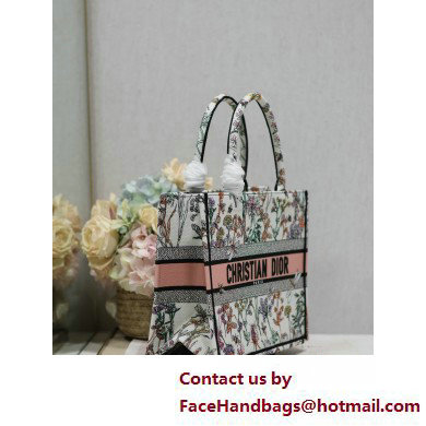 Dior medium Book Tote Bag in white Multicolor Dior Herbarium Embroidery 2025