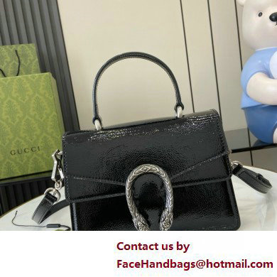 GUCCI Dionysus SMALL top handle bag IN BLACK PATENT LEATHER 799599 2025 - Click Image to Close