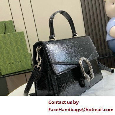 GUCCI Dionysus medium top handle bag IN BLACK PATENT LEATHER 795007 2025