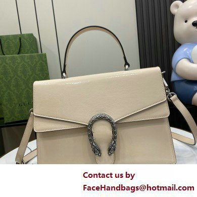 GUCCI Dionysus medium top handle bag IN WHITE PATENT LEATHER 795007 2025