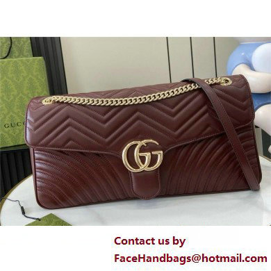 GUCCI GG Marmont large shoulder bag IN BURGUNDY matelasse chevron leather 788371 2025 - Click Image to Close