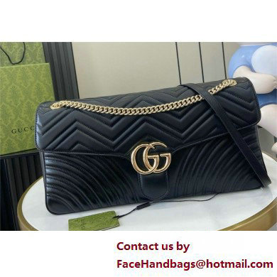 GUCCI GG Marmont large shoulder bag IN Black matelasse chevron leather 788371 2025