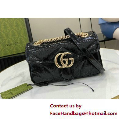 GUCCI GG Marmont small shoulder bag IN BLACK PATENT LEATHER 443497 2025 - Click Image to Close