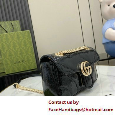 GUCCI GG Marmont small shoulder bag IN BLACK PATENT LEATHER 443497 2025