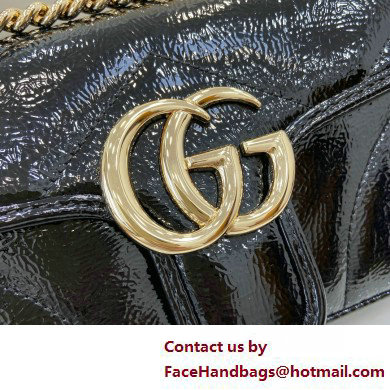 GUCCI GG Marmont small shoulder bag IN BLACK PATENT LEATHER 443497 2025