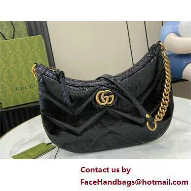 GUCCI GG Marmont small shoulder bag IN BLACK PATENT LEATHER 777263 2025