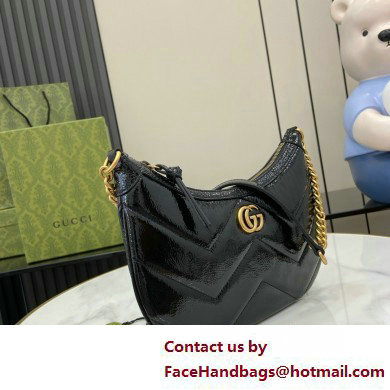 GUCCI GG Marmont small shoulder bag IN BLACK PATENT LEATHER 777263 2025